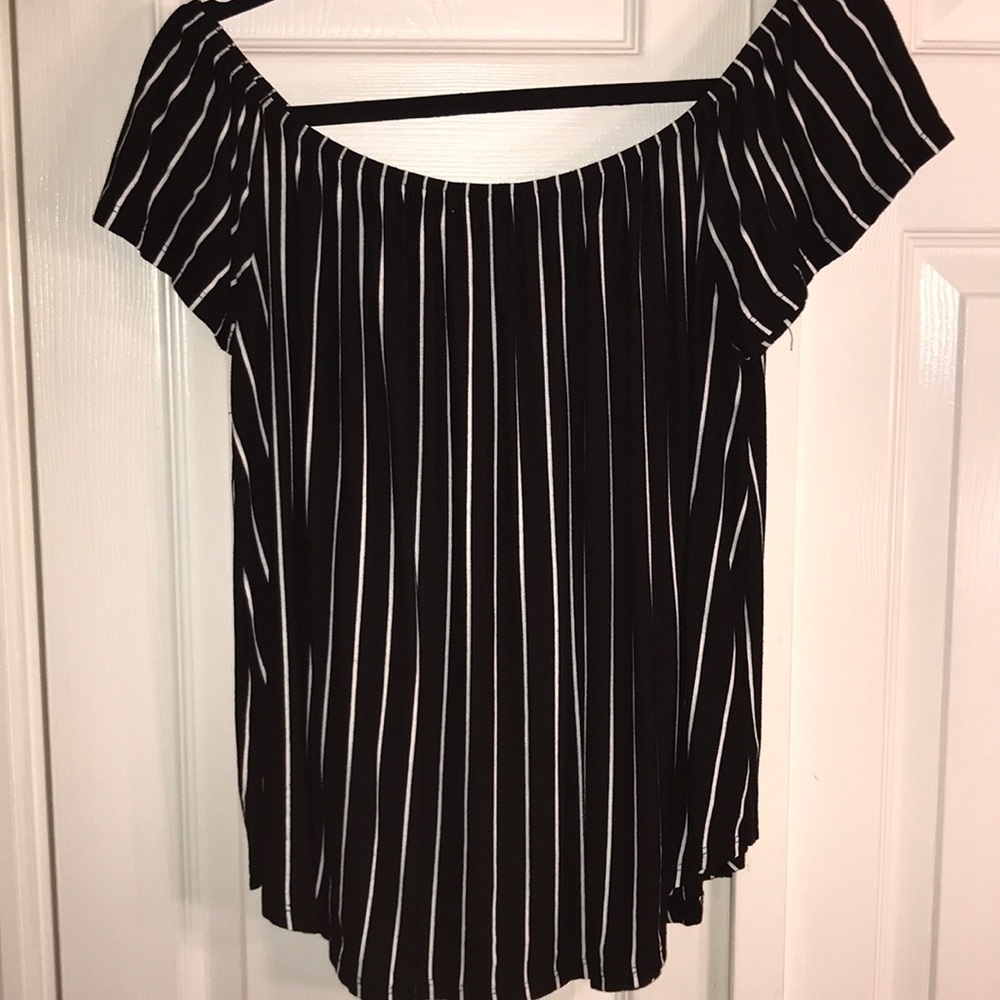Over the shoulder striped top